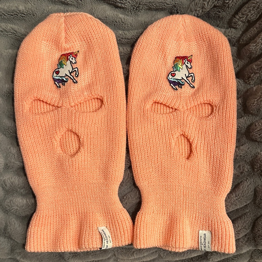 Peach Unicorn  Balaclava / hat for Halloween